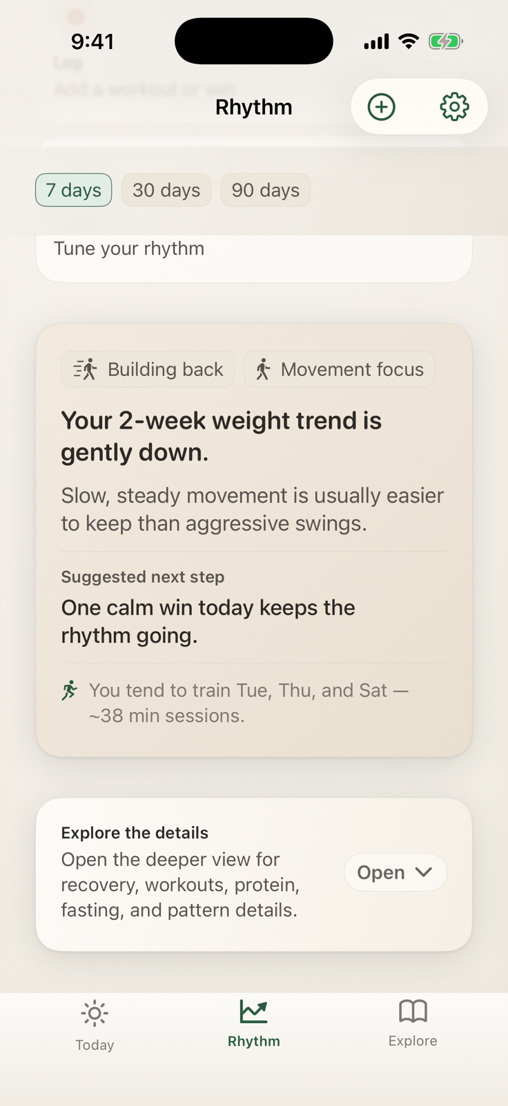 Rhythm insight screen