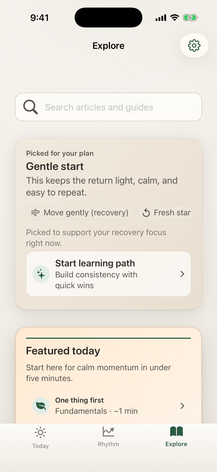 Explore learning paths screen